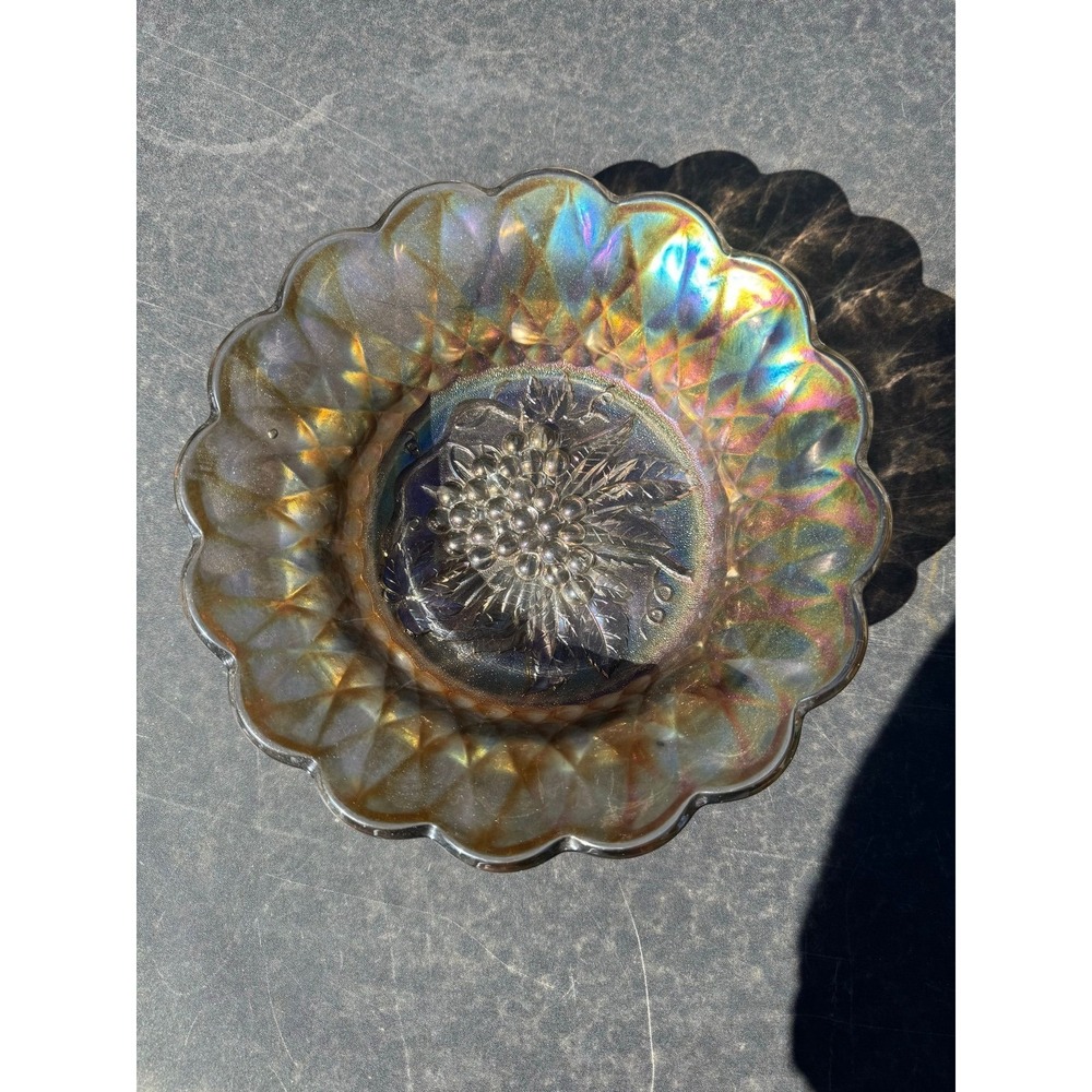 Northwood "Grape and Cable" pattern Carnival glass bowl vintage